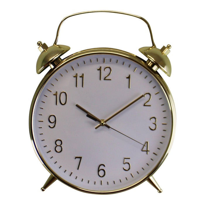 Alarm Style Gold & White Wall Clock - Lost Land Interiors