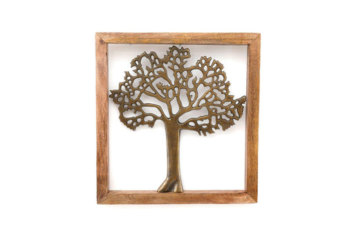 Brass Tree Of Life In Wooden Frame - Lost Land Interiors