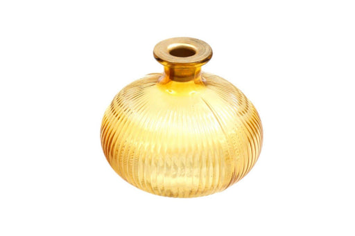 Vintage style Yellow Ribbed Glass Candle Holder - Lost Land Interiors