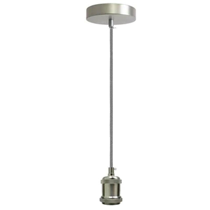 1m Grey Round Cable With Satin Nickel Pendant Holder with assembling~3598 - Lost Land Interiors