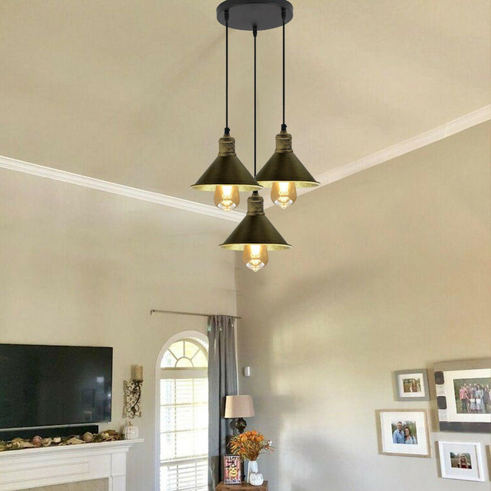 3 Head Pendant Light Chandeliers Industrial Metal Cage Wire Frame Loft Ceiling~1543 - Lost Land Interiors