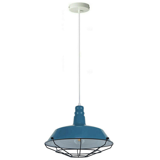 Blue Pendant Light Industrial Single Ceiling Hanging Lighting Fixture~1549 - Lost Land Interiors