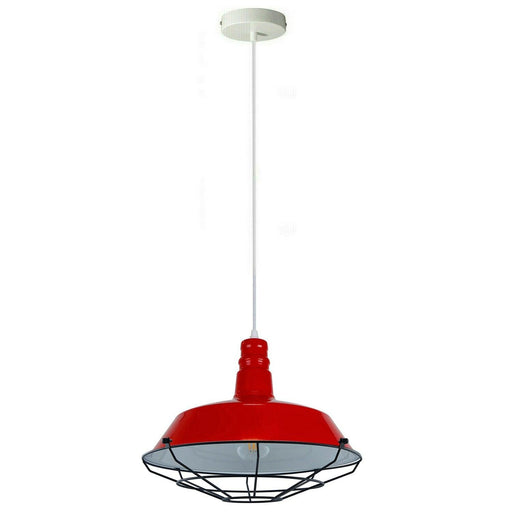 Red Pendant Light Industrial Single Ceiling Hanging Lighting Fixture~1550 - Lost Land Interiors