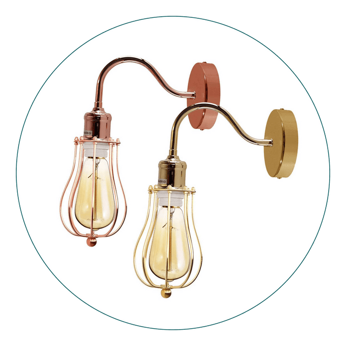 Modern Industrial Wall Mounted Light Indoor Rustic Sconce Lamp Fixture Metal Balloon Cage Shade for Bed room, Living Room Kitchen~1189 - Lost Land Interiors
