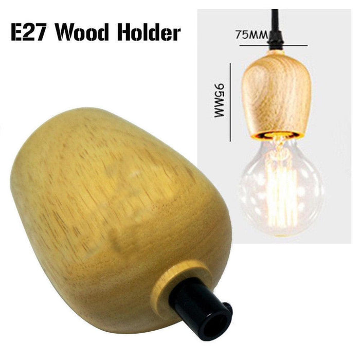 2 Pack Wood E27 Socket Vintage Industrial Lighting Lamp Bulb Holder~2412 - Lost Land Interiors