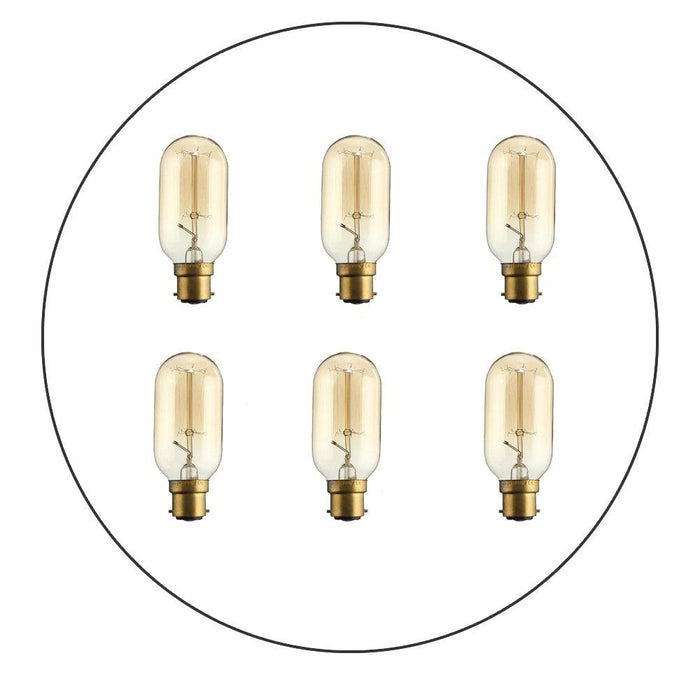 6 Pack B22 T45 60W Dimmable Filament Incandescent Vintage Light Bulb~2263 - Lost Land Interiors