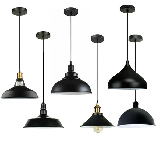 Retro Industrial Black Ceiling Pendant Light Metal Lamp Shade With 95cm Adjustable Cable~1354 - Lost Land Interiors