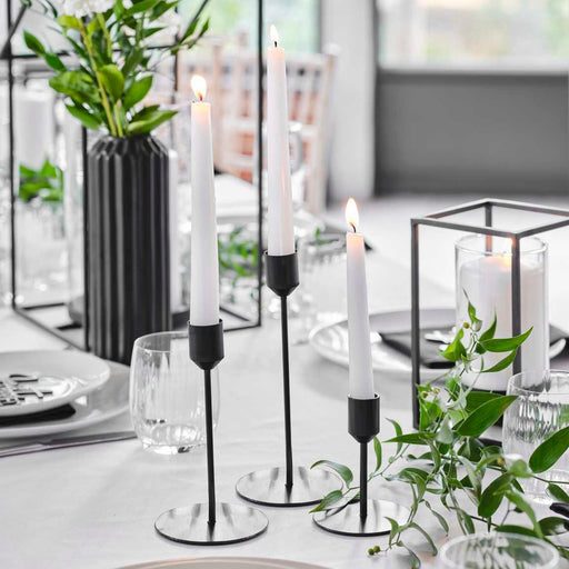 Matte Black Metal Candle Holders Three - Lost Land Interiors