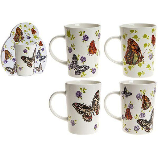 4 Assorted Butterfly Range Des Stone Ware Mug With Wraparound Sleeve - Lost Land Interiors
