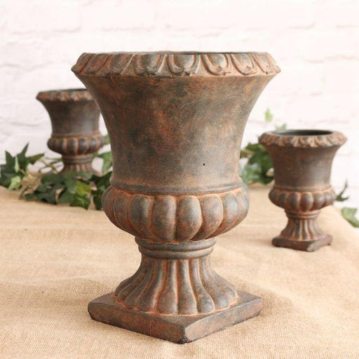 French Country Chic Urn Cement Flower Pot 28.5cm - Lost Land Interiors