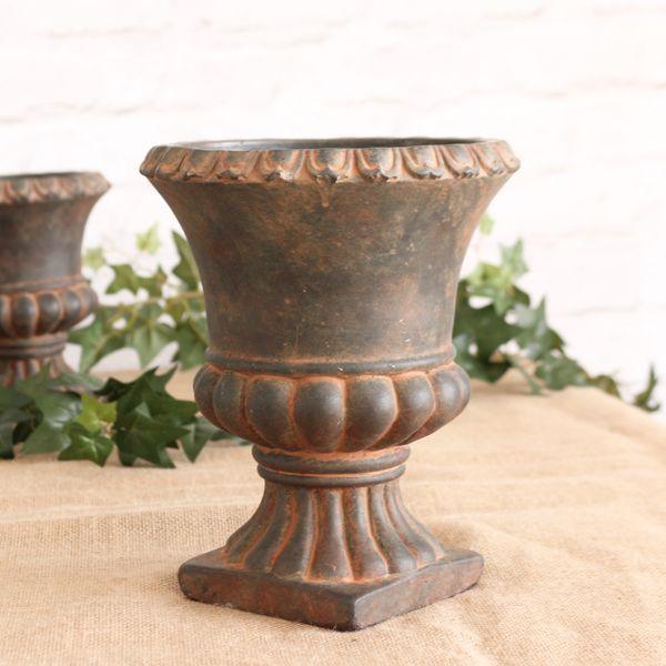 French Vintage Style Urn Cement Flower Pot 24cm - Lost Land Interiors