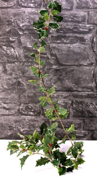180cm Mixed Green Holly Garland with Berries - Lost Land Interiors