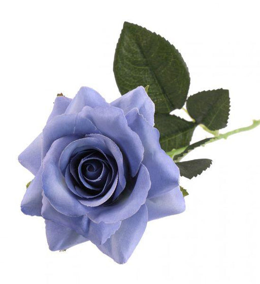 42cm Blue Rose Artificial Rose Flower Stem - Lost Land Interiors