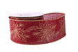Red with Gold Poinsettia Ribbon (63mm x 10yds) - Lost Land Interiors