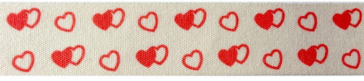 White with Red & White Hearts Ribbon (20mm x10yds) - Lost Land Interiors