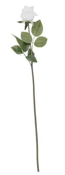 Arundel Rose Bud White Artificial Flower Single Stem Roses - Lost Land Interiors