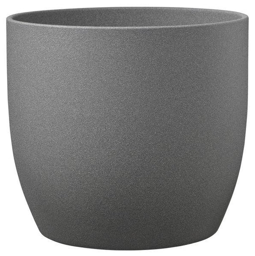 Basel Stone Ceramic Pot Dark Grey (24cm) - Lost Land Interiors