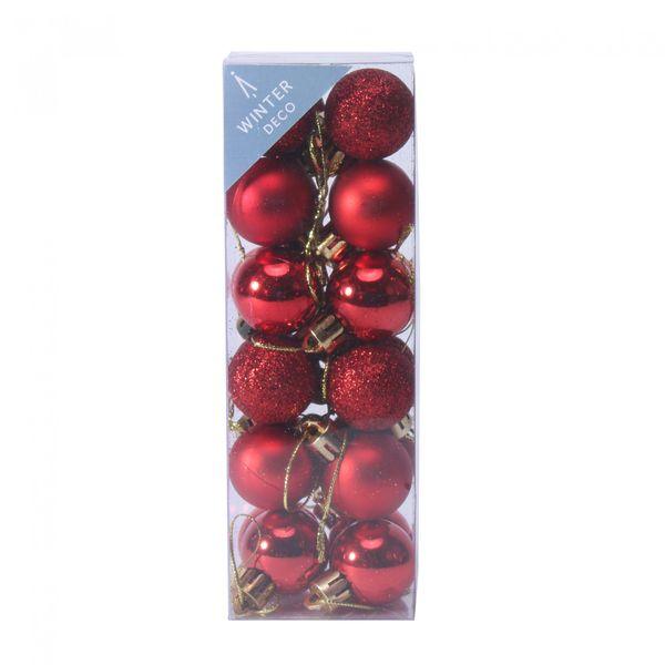 3cm Red Shatterproof Baubles (x24) - Lost Land Interiors