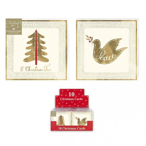 10 Gold Christmas Cards Dove or Tree (Assorted Designs) - Lost Land Interiors