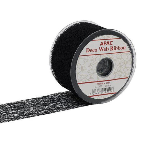 Black Deco Web Ribbon (70mm x 20m) - Lost Land Interiors