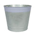 Whitewash Zinc Bucket with Lilac Band 20cm Bucket - Lost Land Interiors