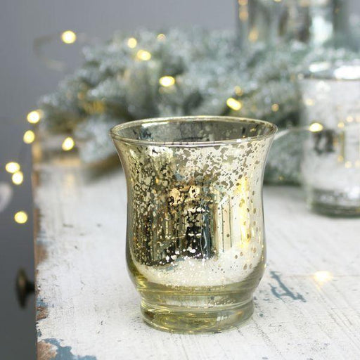 Shiny Speckle Champagne Hurricane Vase - Lost Land Interiors