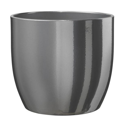 Shiny Silver Basel Fashion Pot (14cm) Indoor Plant Pot - Lost Land Interiors