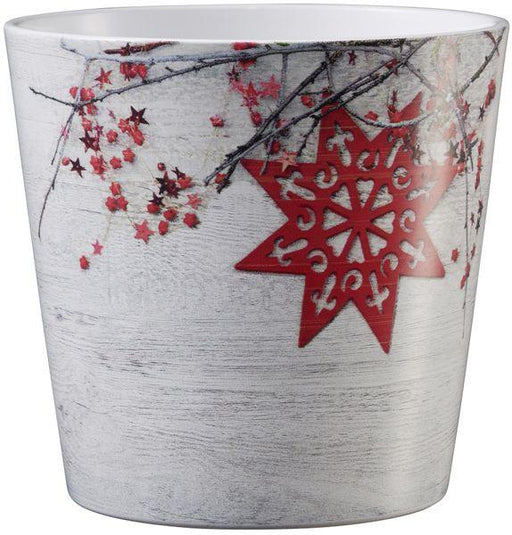 Dallas Christmas Ceramic Pot Red Star (W14 X H13cm) - Lost Land Interiors