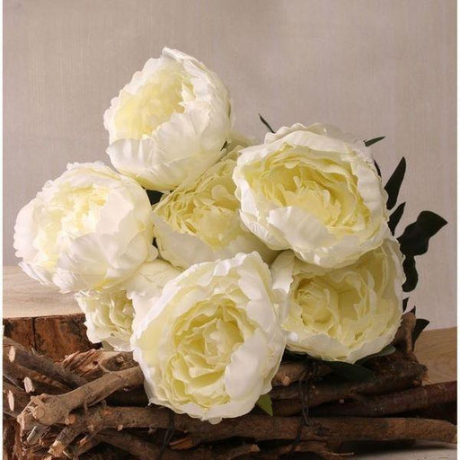 Seven King Peony Bunch Cream Artificial Flowers - Lost Land Interiors