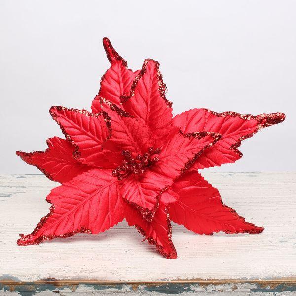 Large Red Poinsettia Pick - Lost Land Interiors