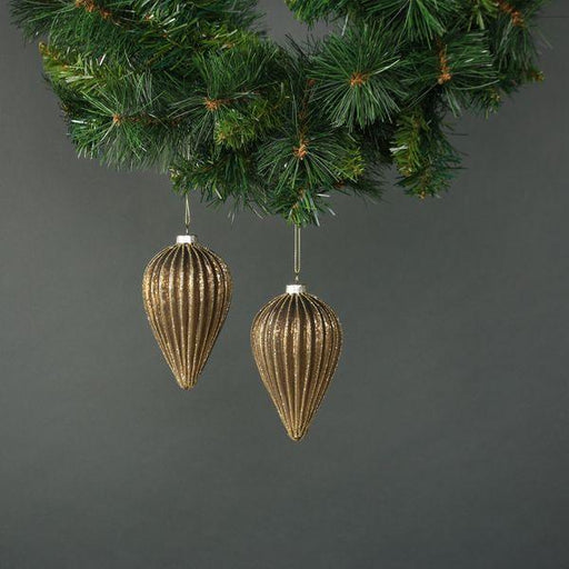 Titania Glass Drop Bauble Gold (Set of 4) Christmas Baubles Decorations - Lost Land Interiors