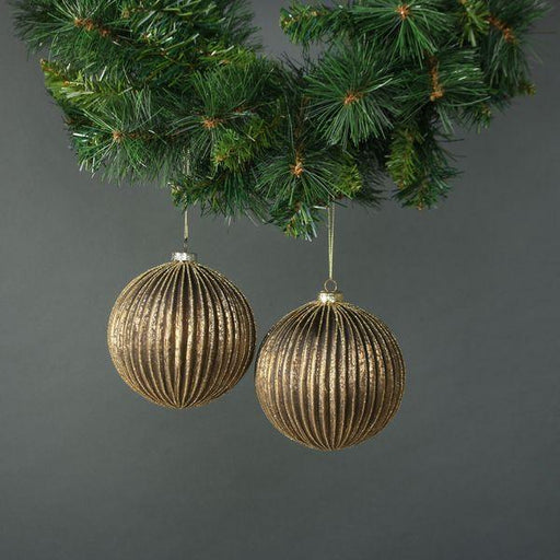 Titania 12cm Glass Bauble Gold (Set of 4) - Lost Land Interiors