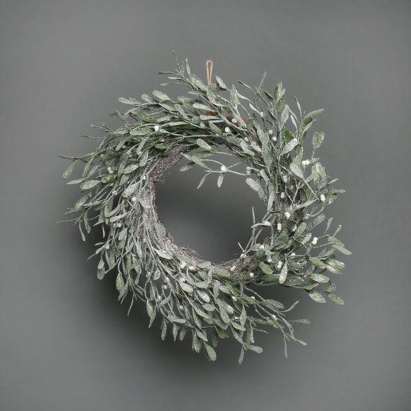 Mistletoe frosted wreath 56m Round Christmas Wreath - Lost Land Interiors
