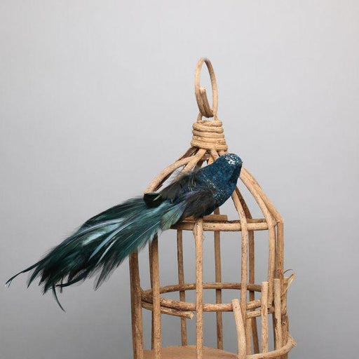 Blue Velvet Bird with clip Party Decoration - Lost Land Interiors