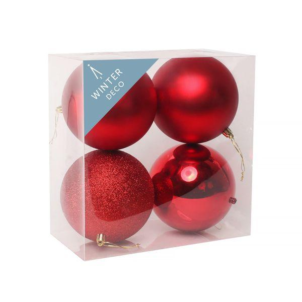 Red Shatterproof Baubles (12cm) (4 pieces) - Lost Land Interiors