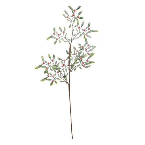 Frosted Red Berry Mistletoe Stem Christmas Decorations Artificial Spray - Lost Land Interiors