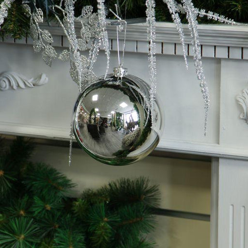 Silver Shiny Shatterproof Bauble (x1) (15cm) - Lost Land Interiors