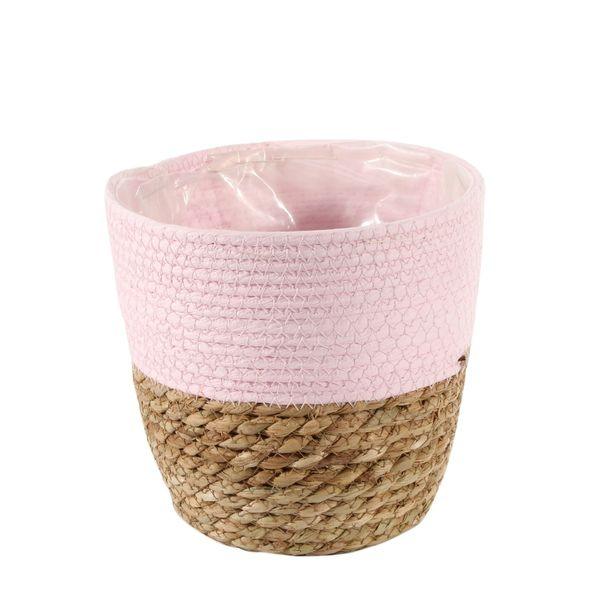 Two Tone Seagrass and Pink Basket (19cm) - Lost Land Interiors