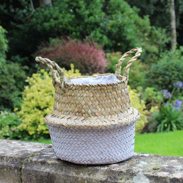 17cm Grey & Natural Two Tone Belly Basket - Lost Land Interiors
