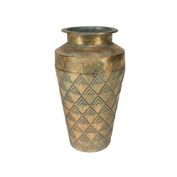 Brocante Geo Vase 45.5cm Height - Metal Vase Vintage Style - Lost Land Interiors