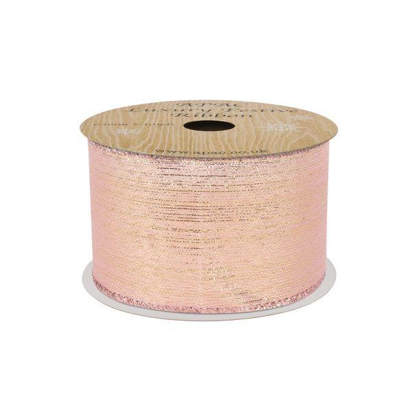 Rose Gold Shimmer Thread Ribbon (63mm x 10yds) - Lost Land Interiors