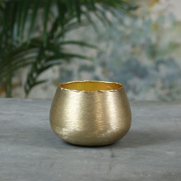 Hyde Park Brush Metal Pot Cover Small Brushed Gold - Lost Land Interiors