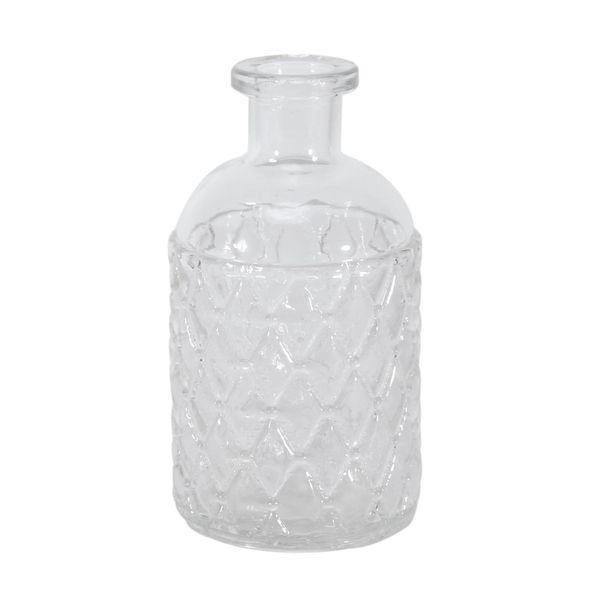 Clear Romagna Glass Bottle (13cm x 7cm) Textured Small Table Vase - Lost Land Interiors