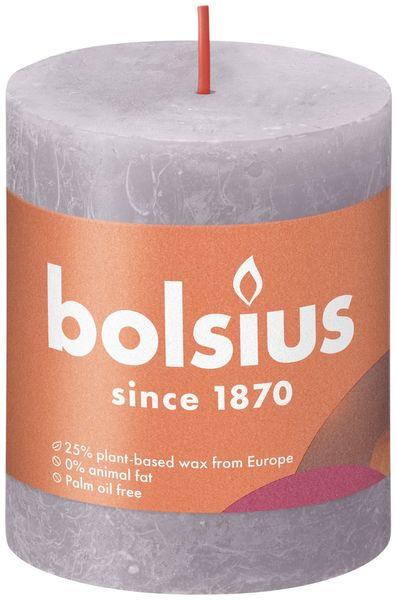 Frosted Lavender Bolsius Rustic Shine Pillar Candle (80 x 68mm) - Lost Land Interiors