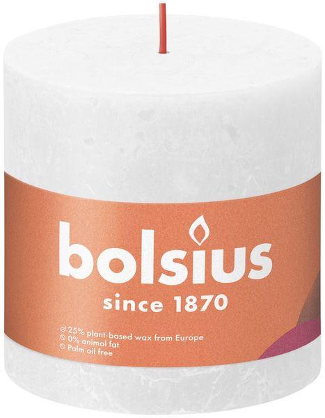 Cloudy White Bolsius Rustic Shine Pillar Candle (100 x 100mm) - Lost Land Interiors