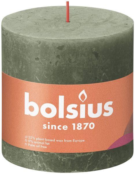 Fresh Olive Bolsius Rustic Shine Pillar Candle (100 x 100mm) - Lost Land Interiors