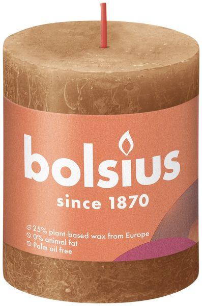 Spice Brown Bolsius Rustic Shine Pillar Candle (80 x 68mm) - Lost Land Interiors