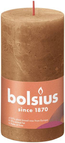 Spice Brown Bolsius Rustic Shine Pillar Candle (130 x 68 mm) - Lost Land Interiors