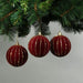 8cm Red Velvet Baubles with Glitter Trim (Set of 6) - Lost Land Interiors