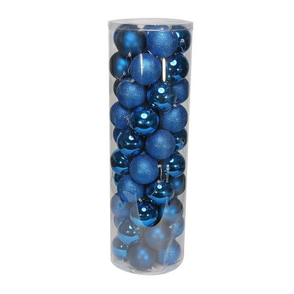 50 Blue Baubles in Matt  Shiny & Glitter Finish (10cm) - Lost Land Interiors
